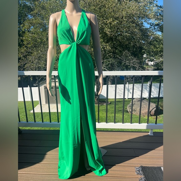 JAYGODFREY | Dresses | Jay Godfrey Green Maxi Gown Cut Out | Poshmark